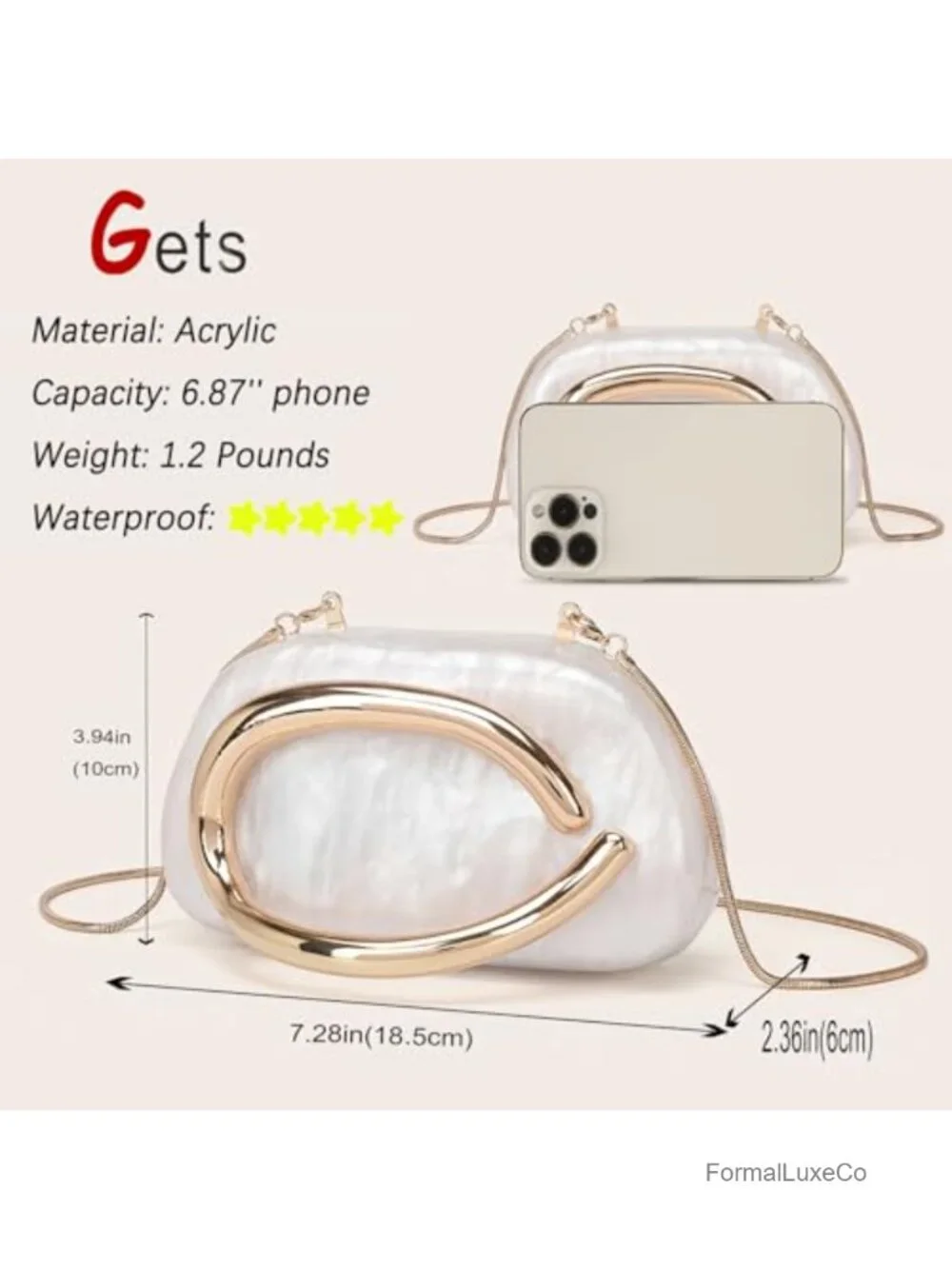 Acrylic Geometric Clutch Box Purse for Evening Crossbody